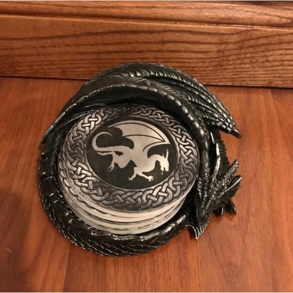 New Dragon Coaster Holder with 4 Coaster Set - Picture 2 of 2